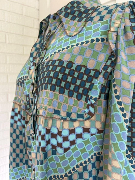 MISSONI-authentic vintage geometric print blouse - Picture 4 of 8